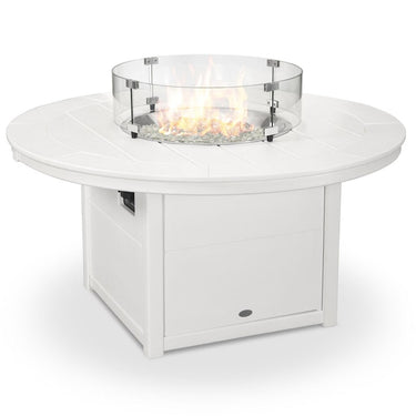 POLYWOOD 48-Inch Round Propane Fire Pit Table - White